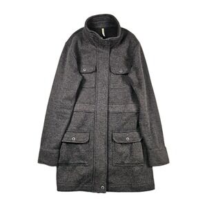 Mountain Khakis Womens Fleece Utility Jacket Coat Large Gray Snap Front Outdoor